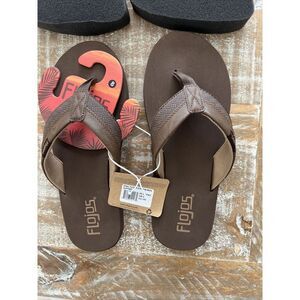 NWT‎ Flojos Brown Leather flip-flop sandals mens size 8